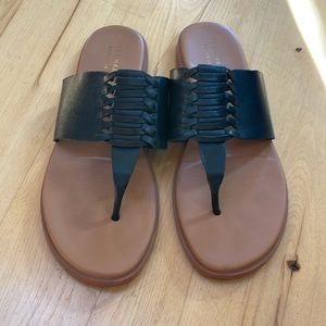 Black Woven Leather Sandals